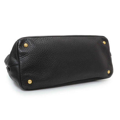 Exclusive Prada Black Vitello Daino Shopping Tote — Back View