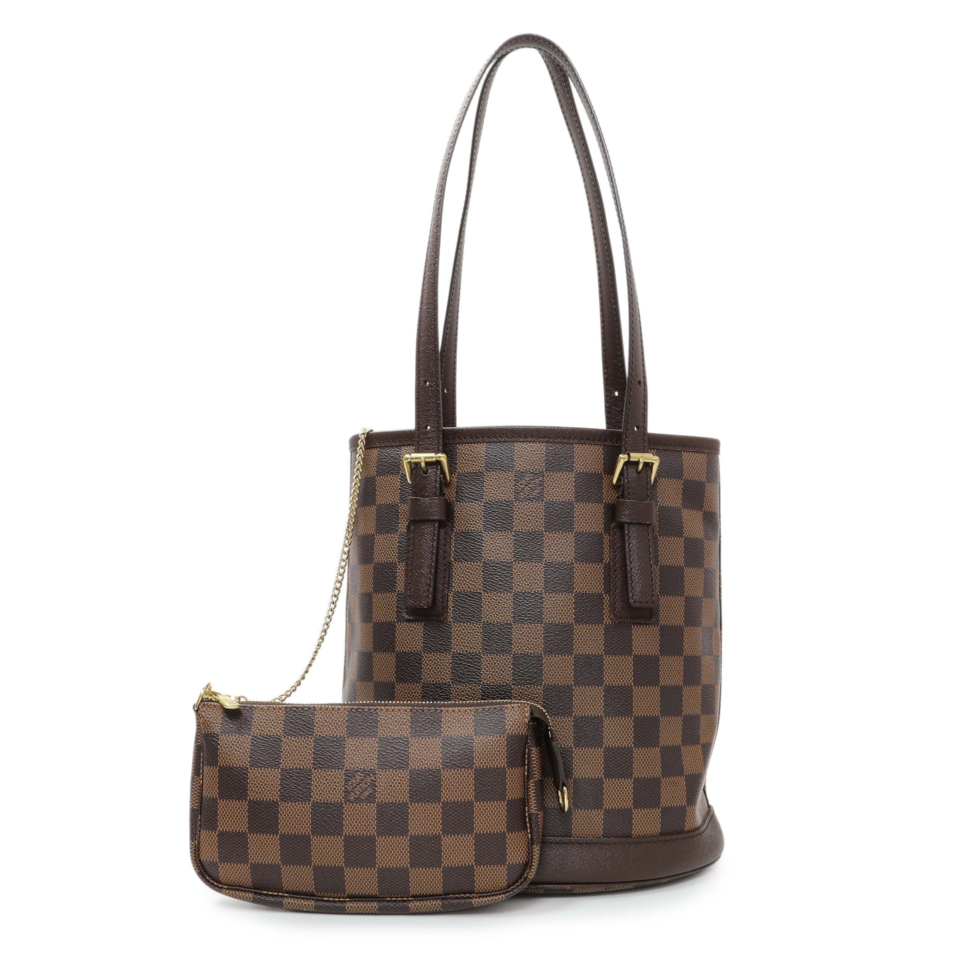 Exclusive Louis Vuitton Damier Ebene Marais Bucket 23 — Front View