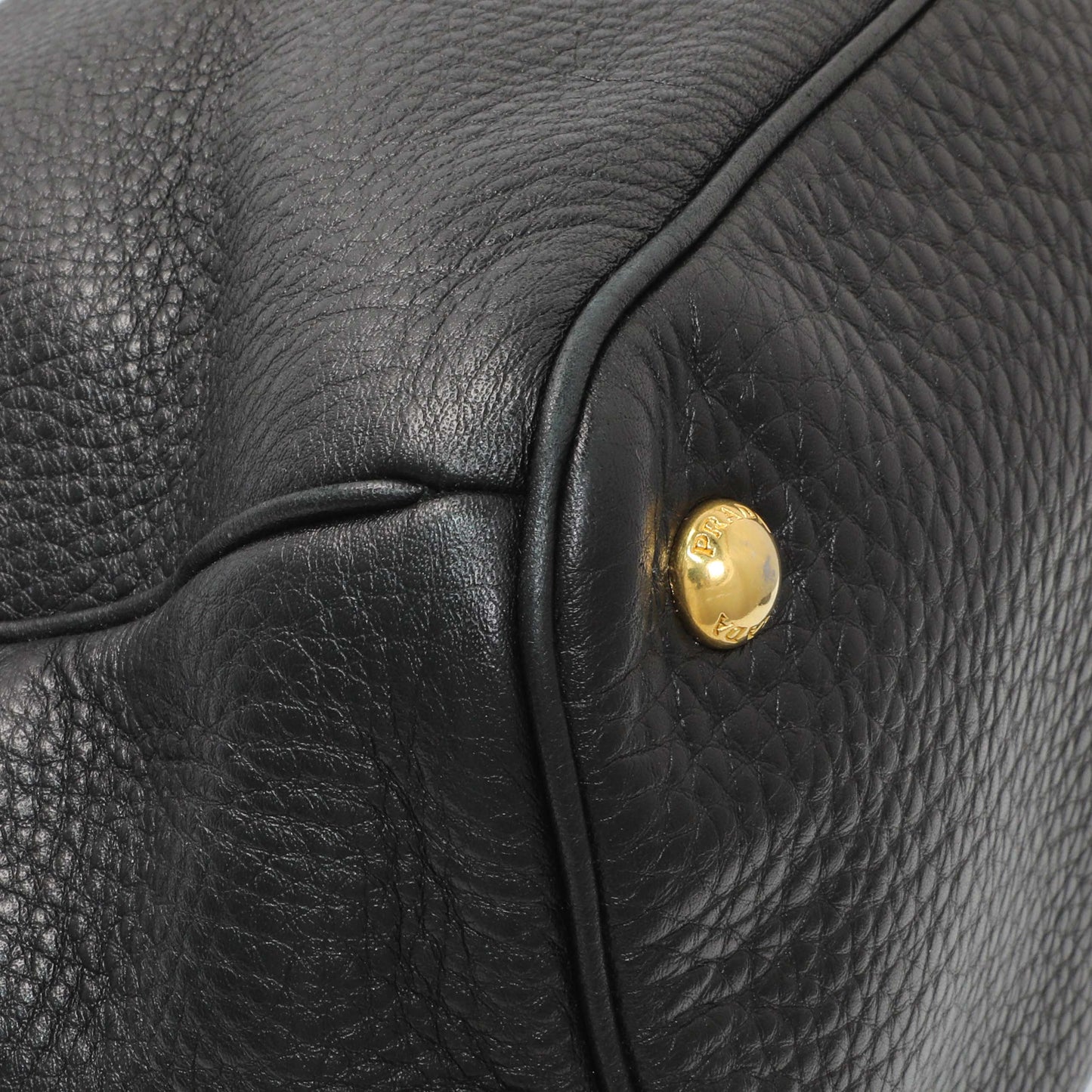 Exclusive Prada Black Vitello Daino Shopping Tote — Top View