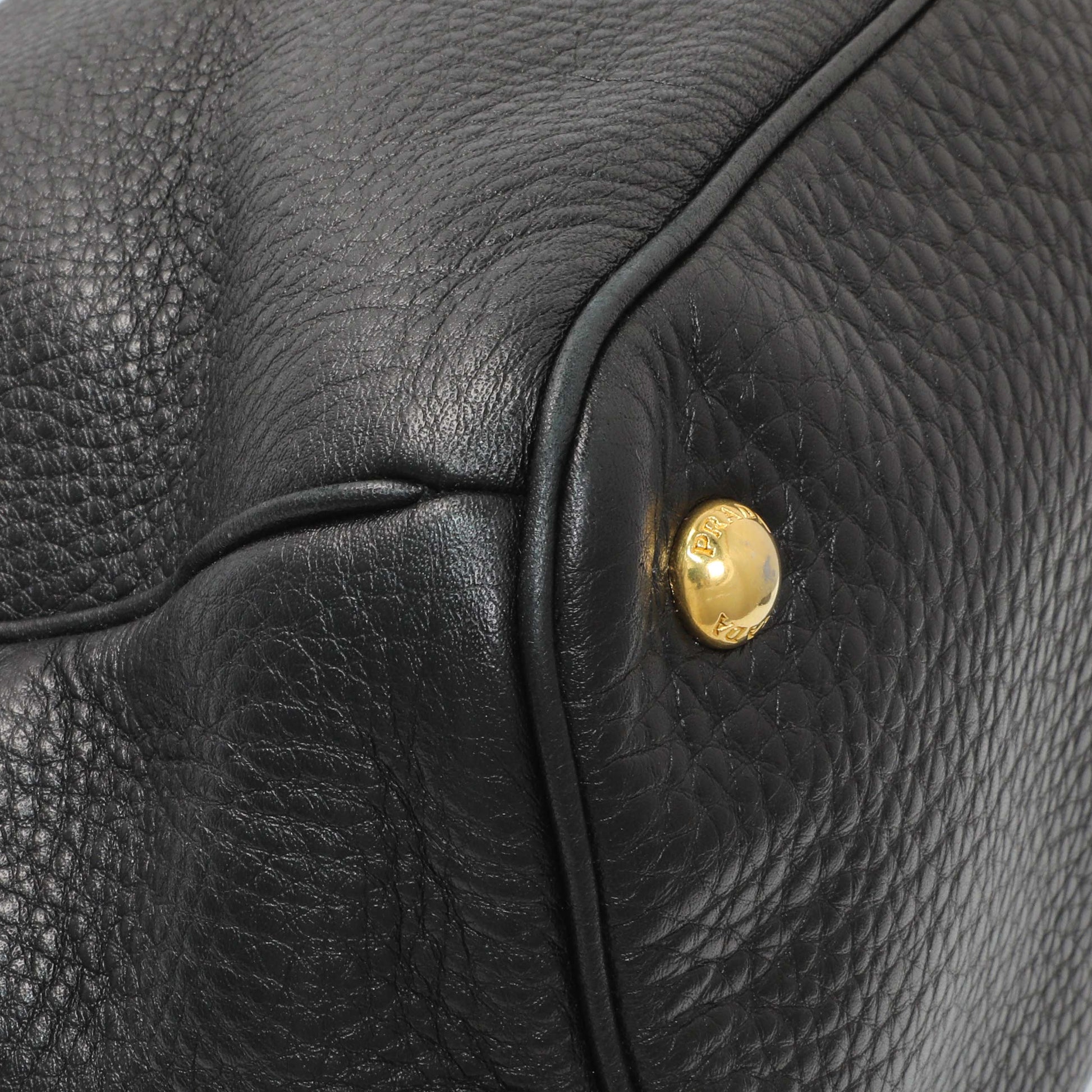 Exclusive Prada Black Vitello Daino Shopping Tote — Top View