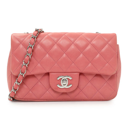 Exclusive Chanel Pink Quilted Lambskin Mini Rectangular Flap — Front View