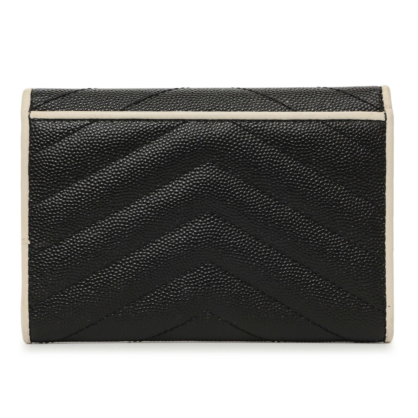 Exclusive Saint Laurent Black Grain De Poudre Matelasse Chevron Monogram Envelope Wallet — Side View