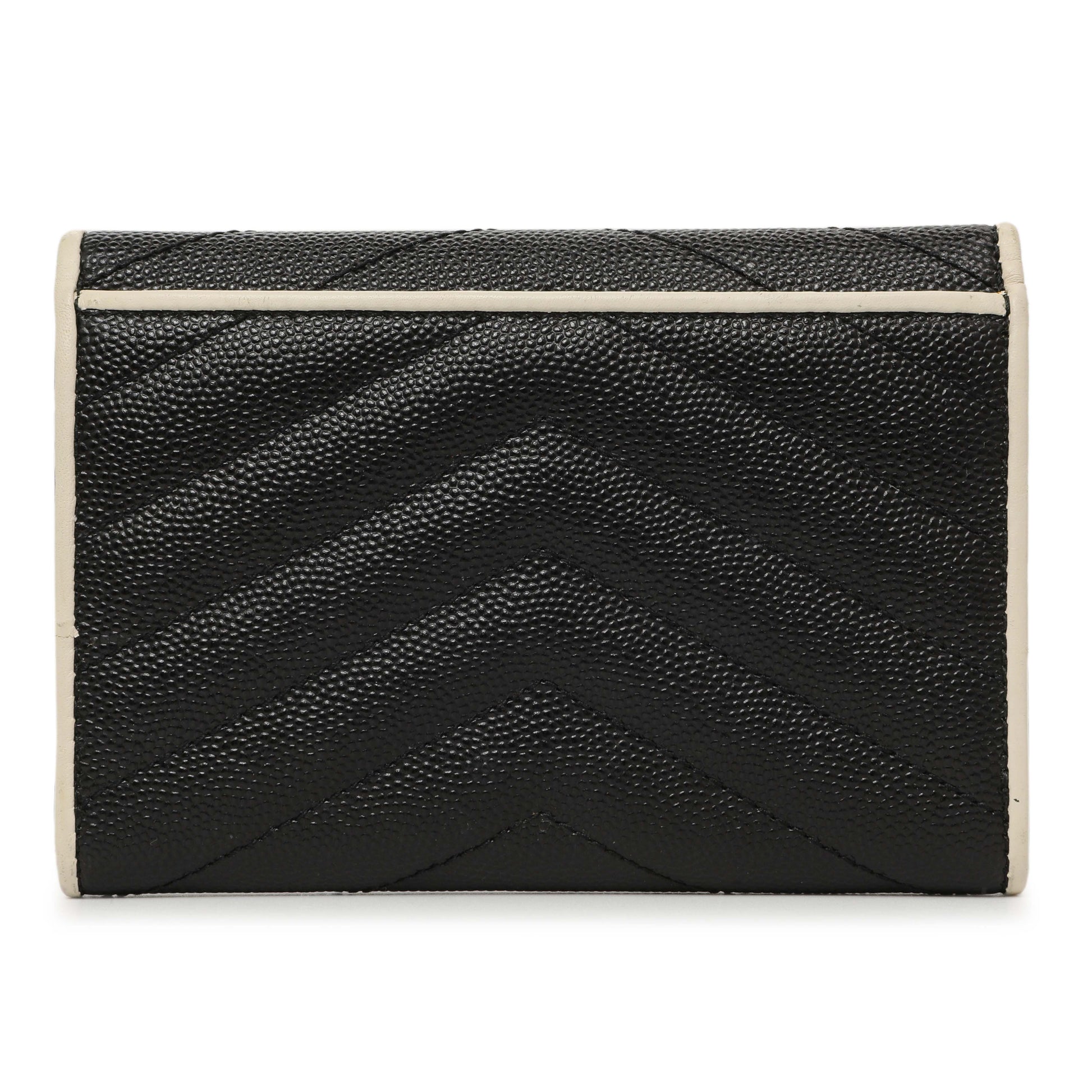 Exclusive Saint Laurent Black Grain De Poudre Matelasse Chevron Monogram Envelope Wallet — Side View