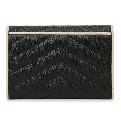 Exclusive Saint Laurent Black Grain De Poudre Matelasse Chevron Monogram Envelope Wallet — Side View