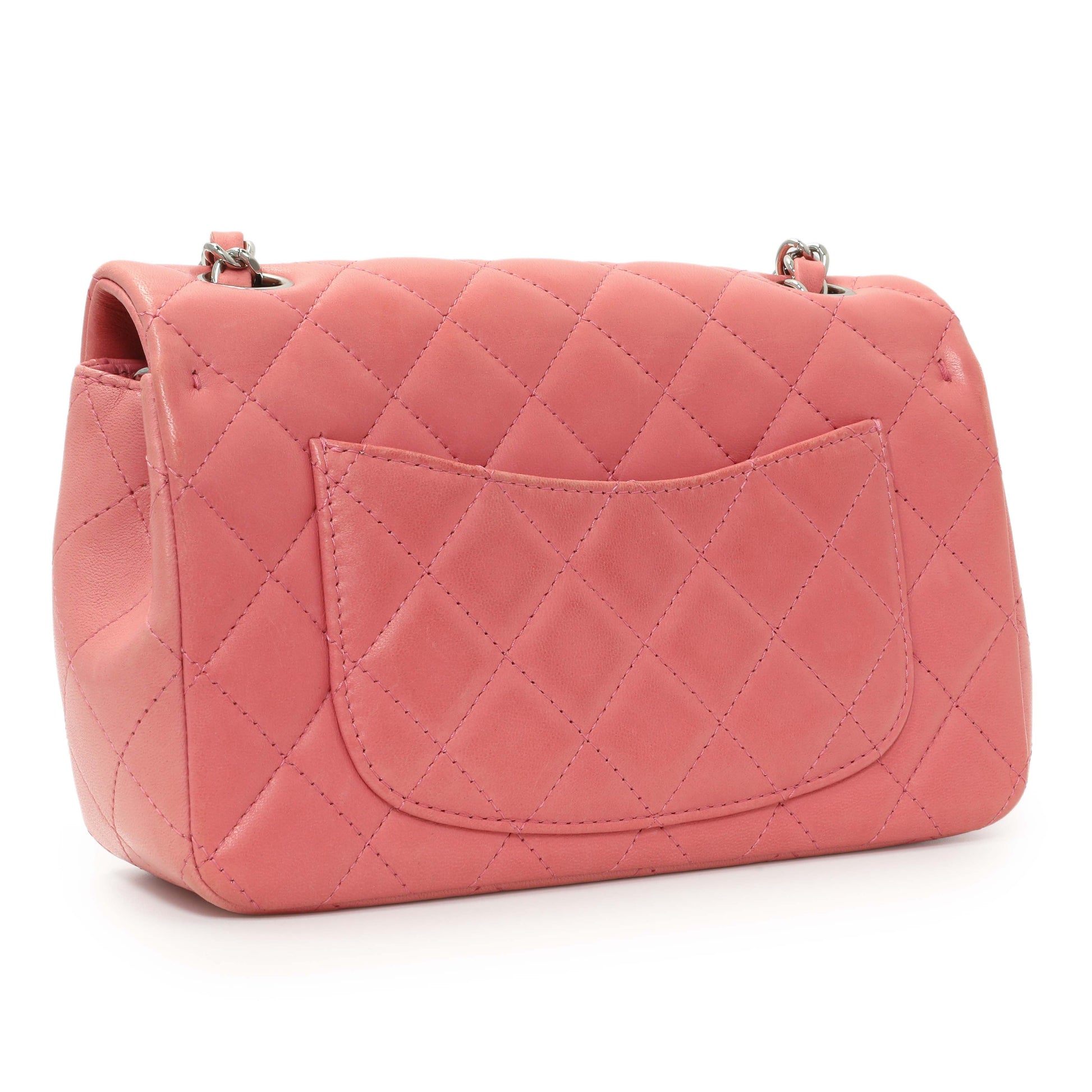 Exclusive Chanel Pink Quilted Lambskin Mini Rectangular Flap — Side View