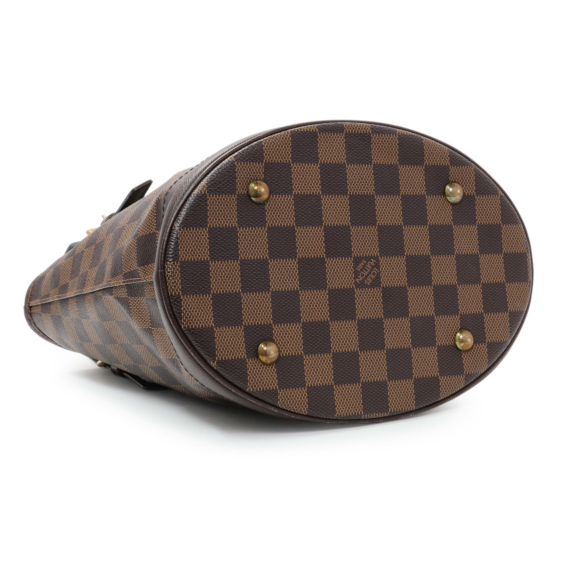 Exclusive Louis Vuitton Damier Ebene Marais Bucket 23 — Back View