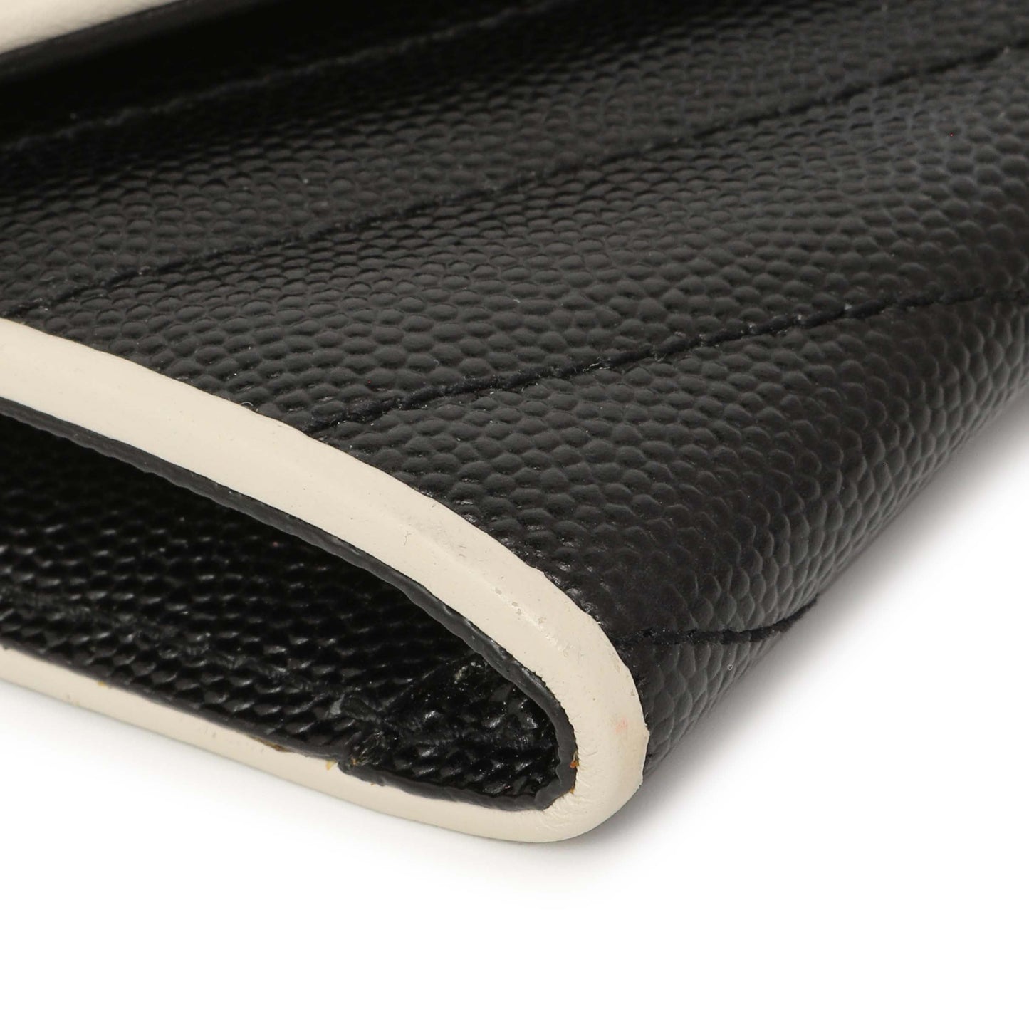 Exclusive Saint Laurent Black Grain De Poudre Matelasse Chevron Monogram Envelope Wallet — Top View