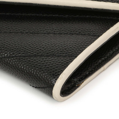 Exclusive Saint Laurent Black Grain De Poudre Matelasse Chevron Monogram Envelope Wallet — Detail View