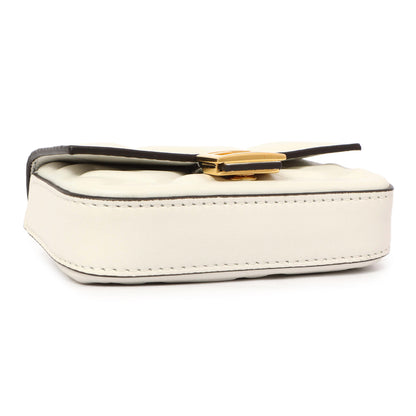 Exclusive Fendi White Nappa Matisse FF Embossed Nano Baguette Charm — Back View