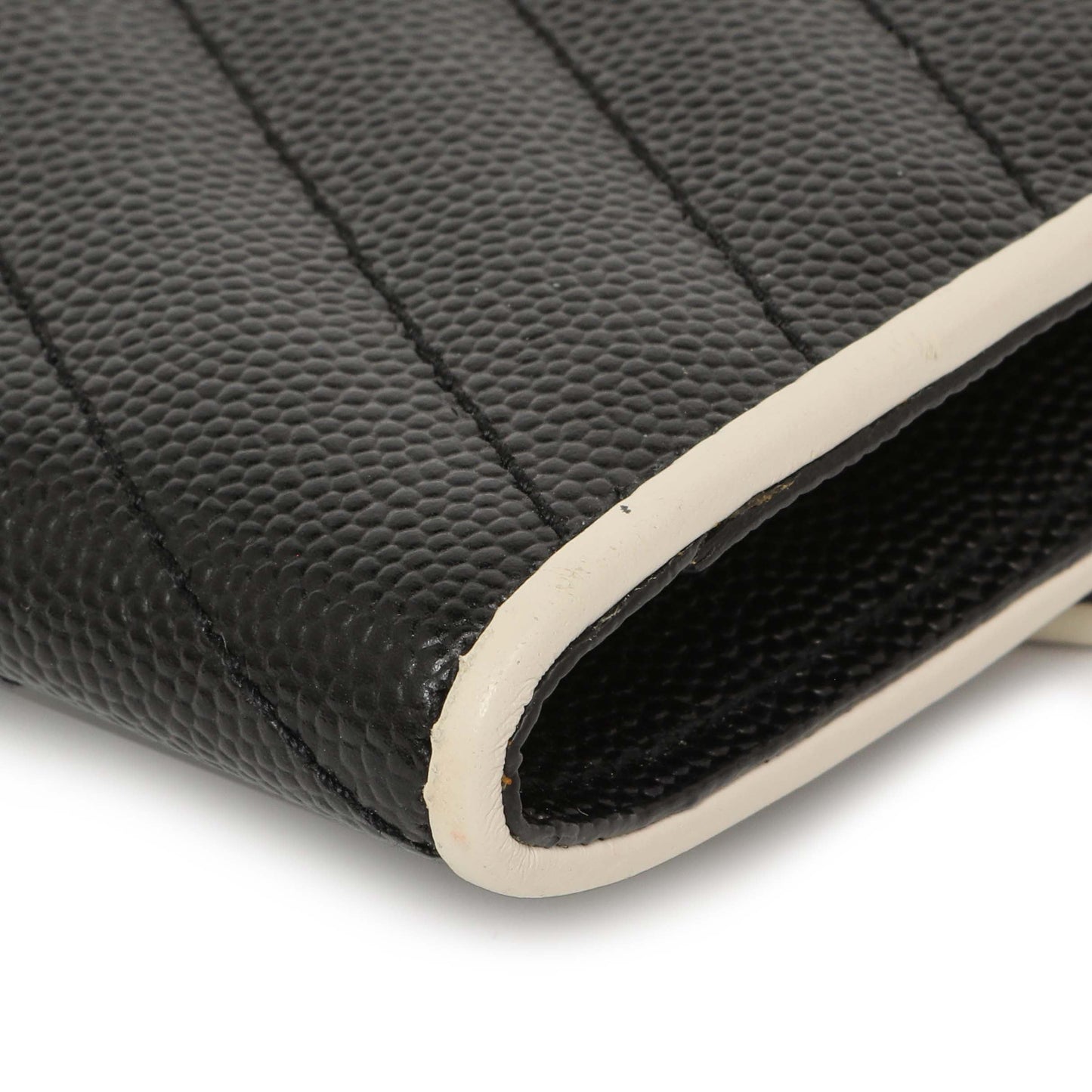 Exclusive Saint Laurent Black Grain De Poudre Matelasse Chevron Monogram Envelope Wallet — Alternate View 7