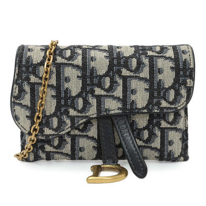 Exclusive Christian Dior Oblique Nano Saddle Chain Pouch — Front View