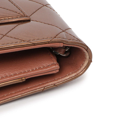 Exclusive Chanel Bronze Striated Quilted Patent Wallet on Chain — Alternate View 9