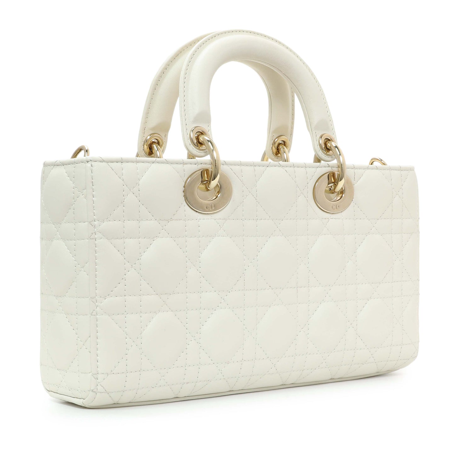 Exclusive Christian Dior White Lambskin Cannage Medium Lady D-Joy — Side View