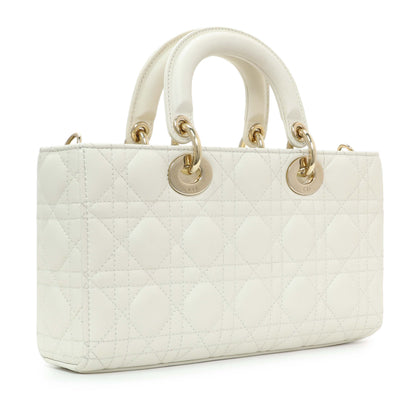 Exclusive Christian Dior White Lambskin Cannage Medium Lady D-Joy — Side View