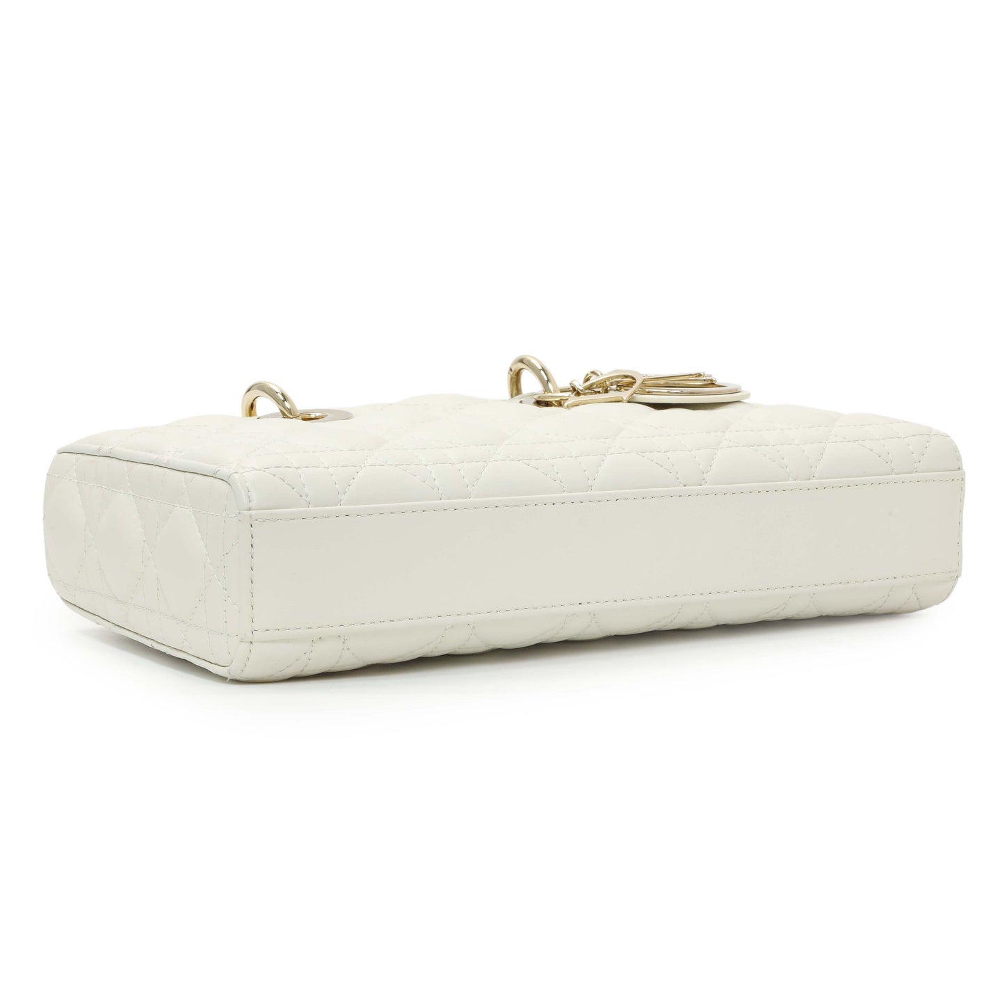 Exclusive Christian Dior White Lambskin Cannage Medium Lady D-Joy — Back View
