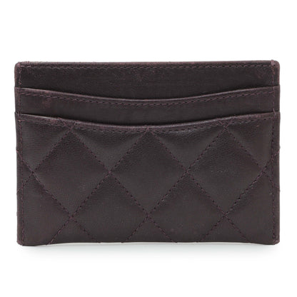 Exclusive Chanel Purple Lambskin Quilted Card Holder — Side View