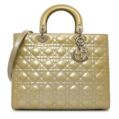 Exclusive Christian Dior Patent Cannage Large Lady Dior — Front View