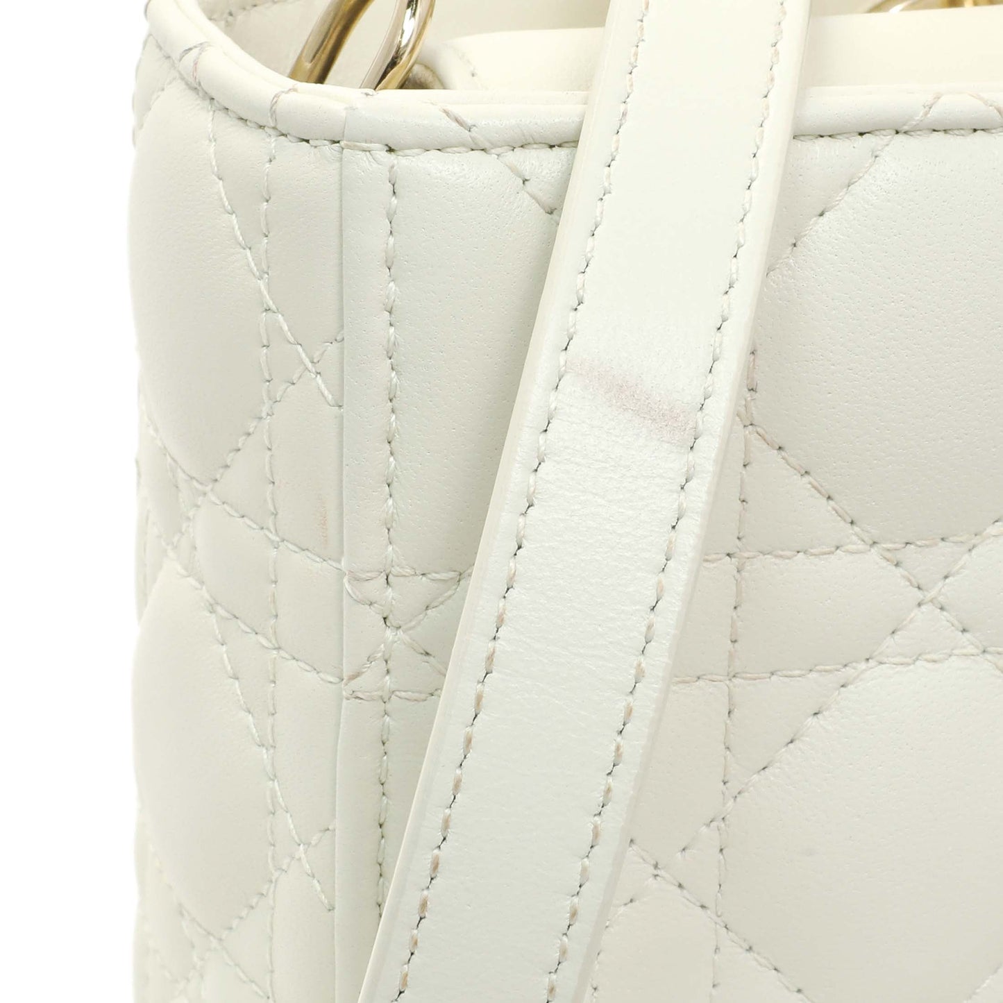 Exclusive Christian Dior White Lambskin Cannage Medium Lady D-Joy — Alternate View 7