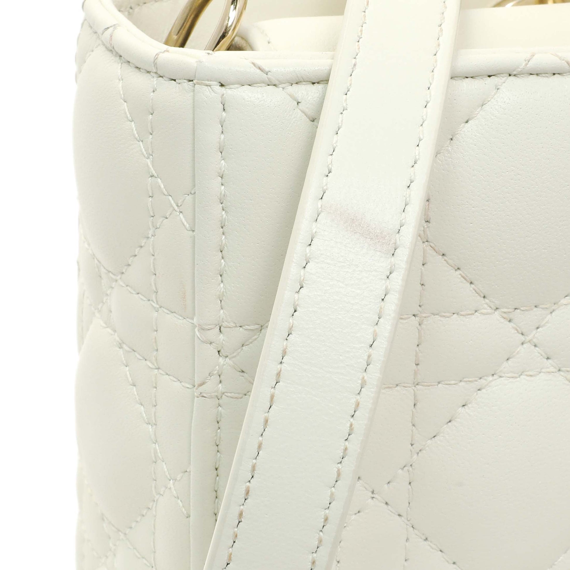 Exclusive Christian Dior White Lambskin Cannage Medium Lady D-Joy — Alternate View 7