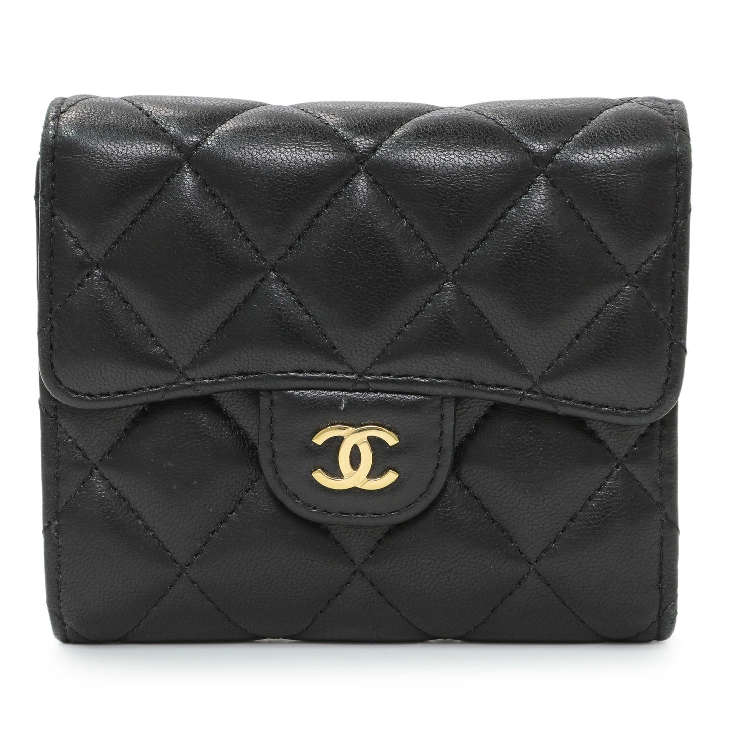 Exclusive Chanel Black Quilted Lambskin Small Flap Wallet — Front View