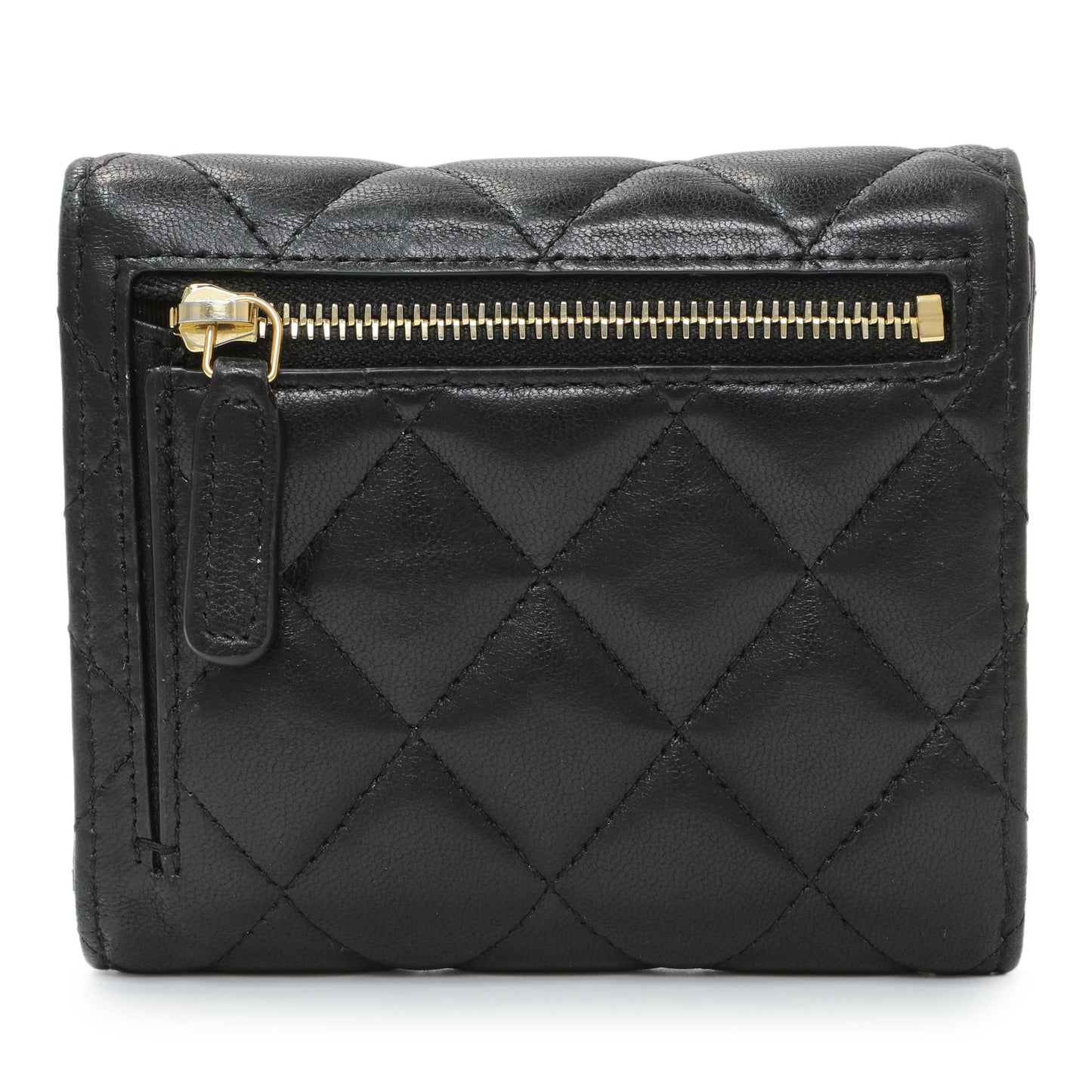 Exclusive Chanel Black Quilted Lambskin Small Flap Wallet — Side View