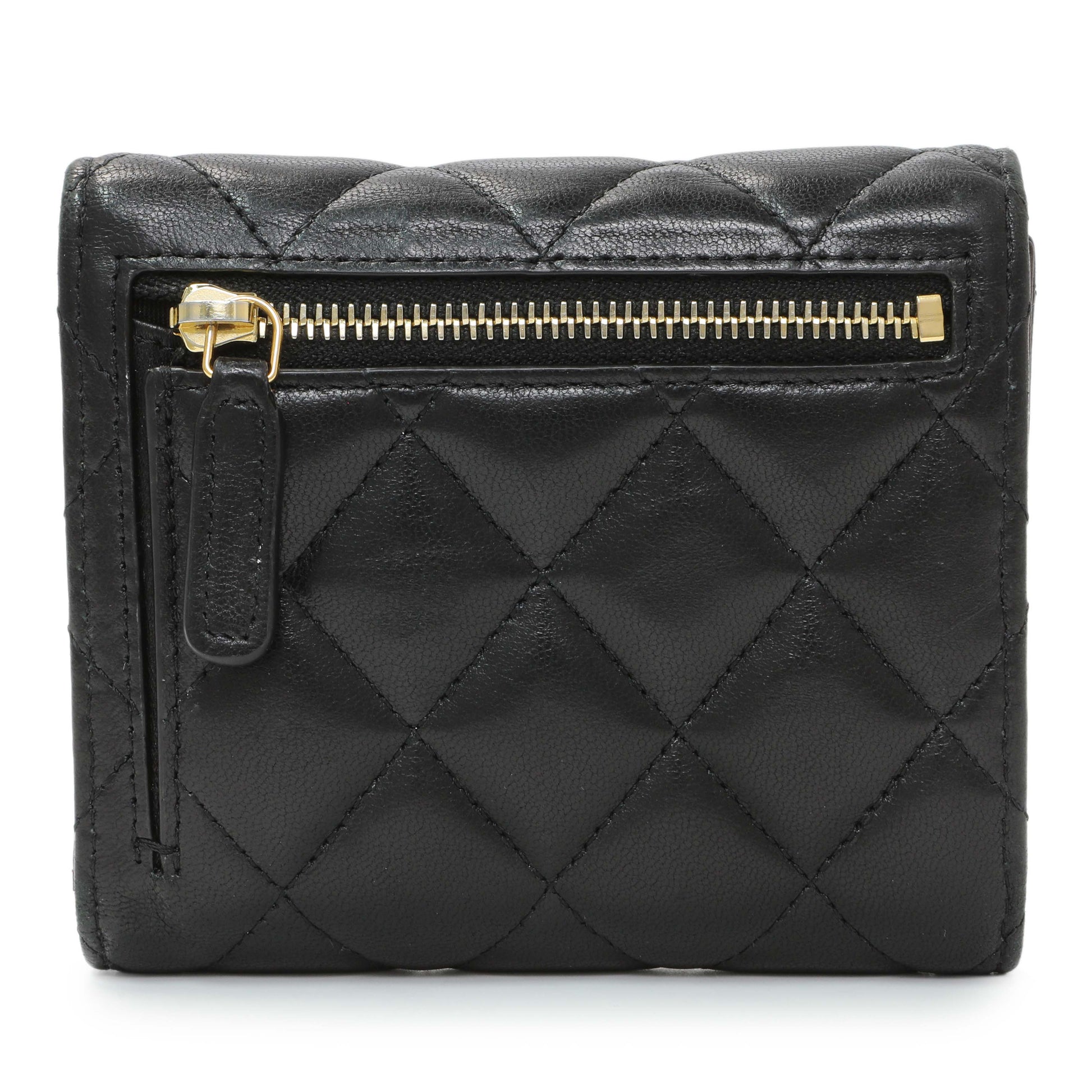 Exclusive Chanel Black Quilted Lambskin Small Flap Wallet — Side View
