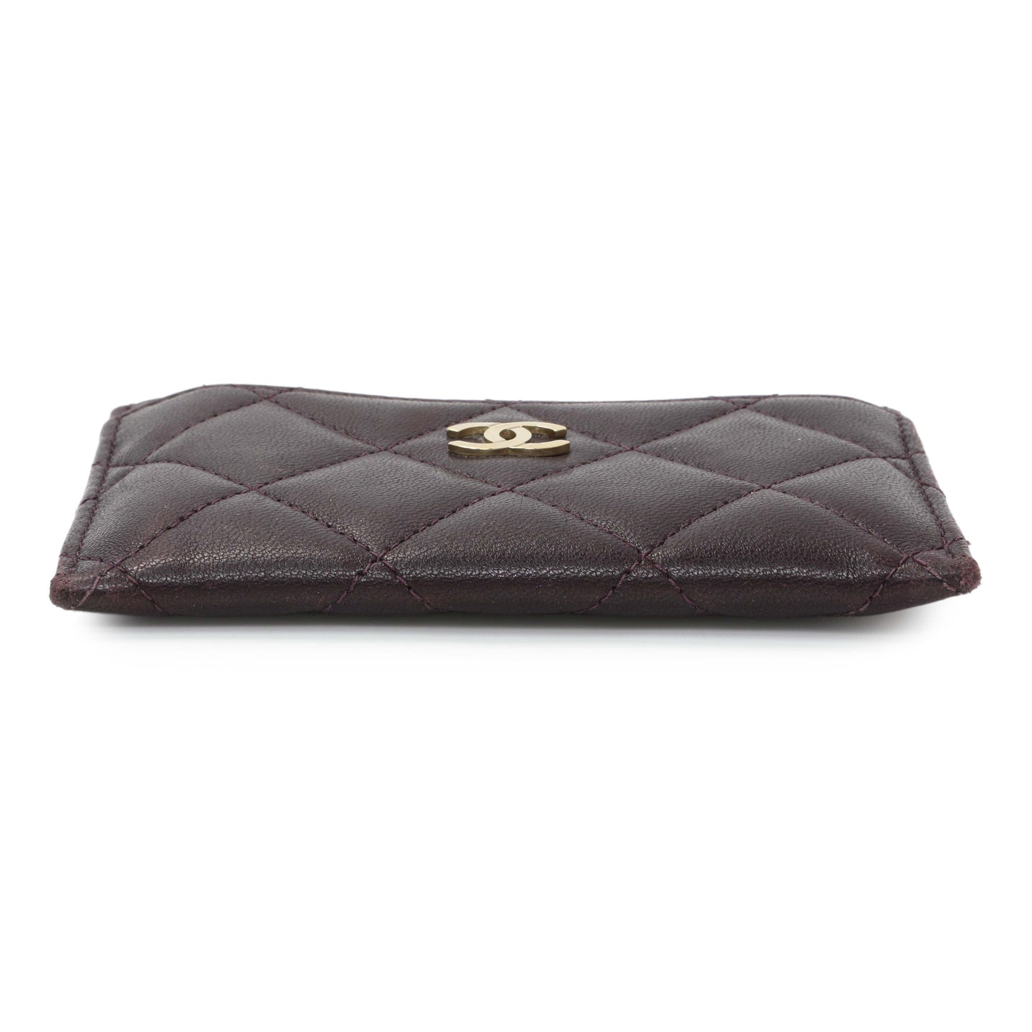 Exclusive Chanel Purple Lambskin Quilted Card Holder — Back View