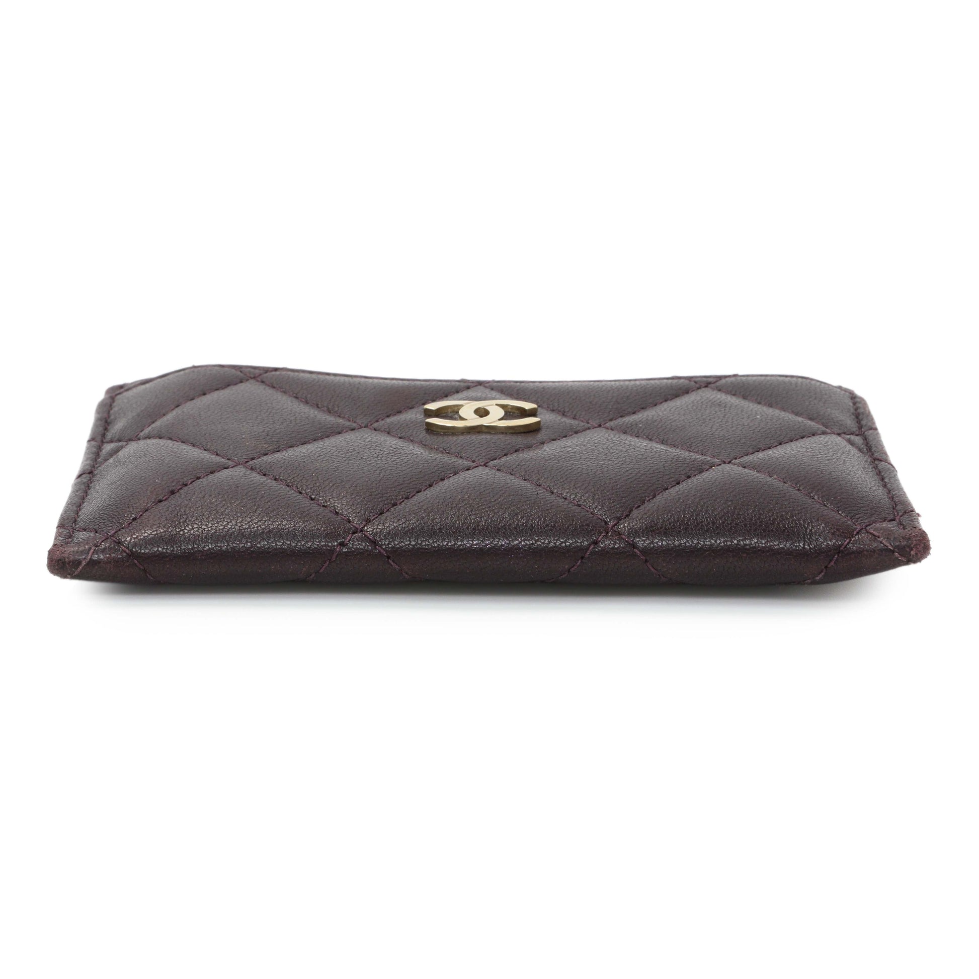 Exclusive Chanel Purple Lambskin Quilted Card Holder — Back View