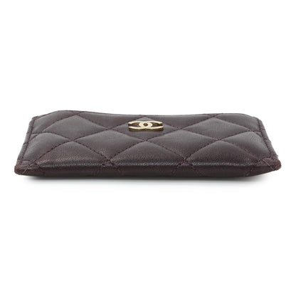 Exclusive Chanel Purple Lambskin Quilted Card Holder — Back View
