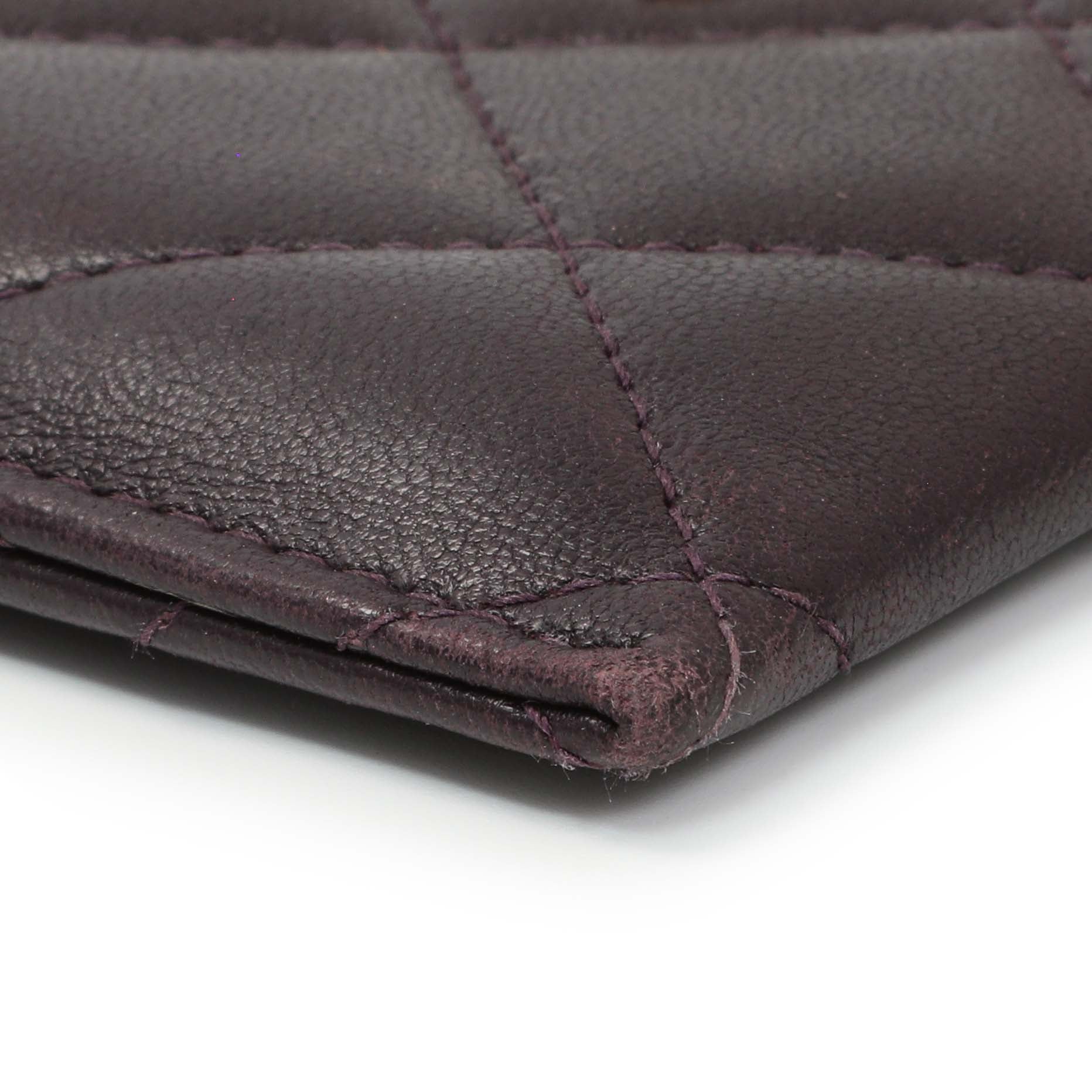 Exclusive Chanel Purple Lambskin Quilted Card Holder — Top View