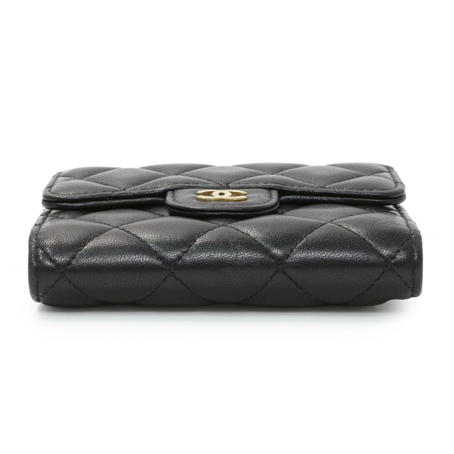 Exclusive Chanel Black Quilted Lambskin Small Flap Wallet — Back View