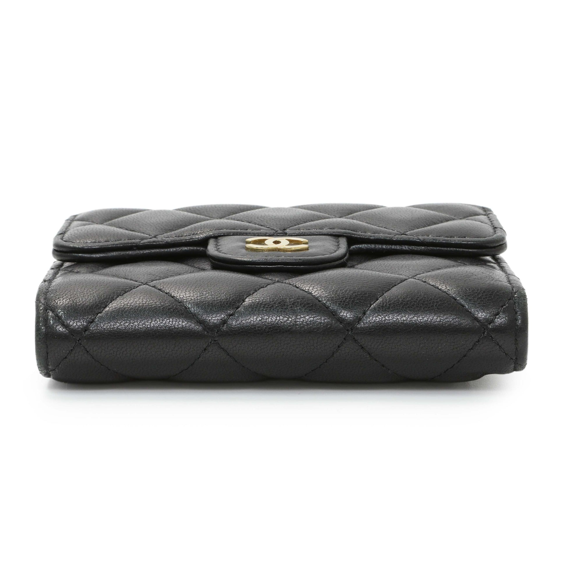 Exclusive Chanel Black Quilted Lambskin Small Flap Wallet — Back View