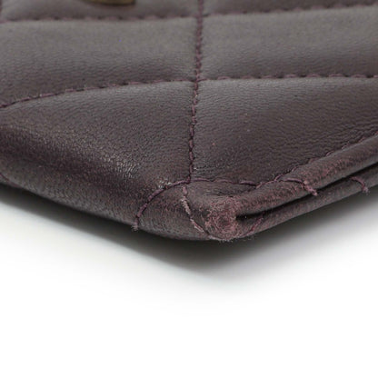 Exclusive Chanel Purple Lambskin Quilted Card Holder — Detail View