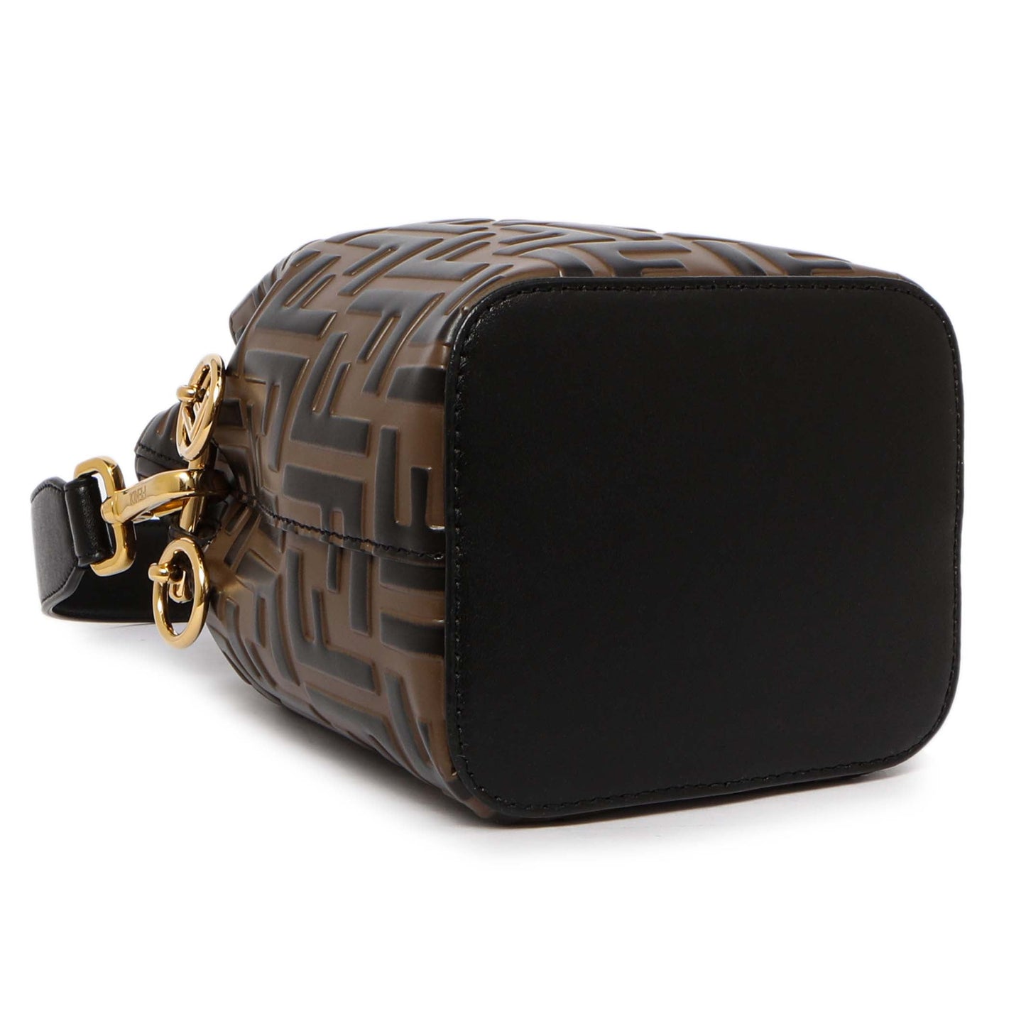Exclusive Fendi Brown Calfskin Zucca Embossed Mini Mon Tresor Bucket Bag — Top View