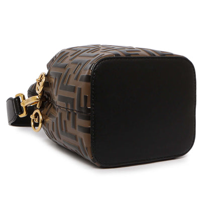 Exclusive Fendi Brown Calfskin Zucca Embossed Mini Mon Tresor Bucket Bag — Top View