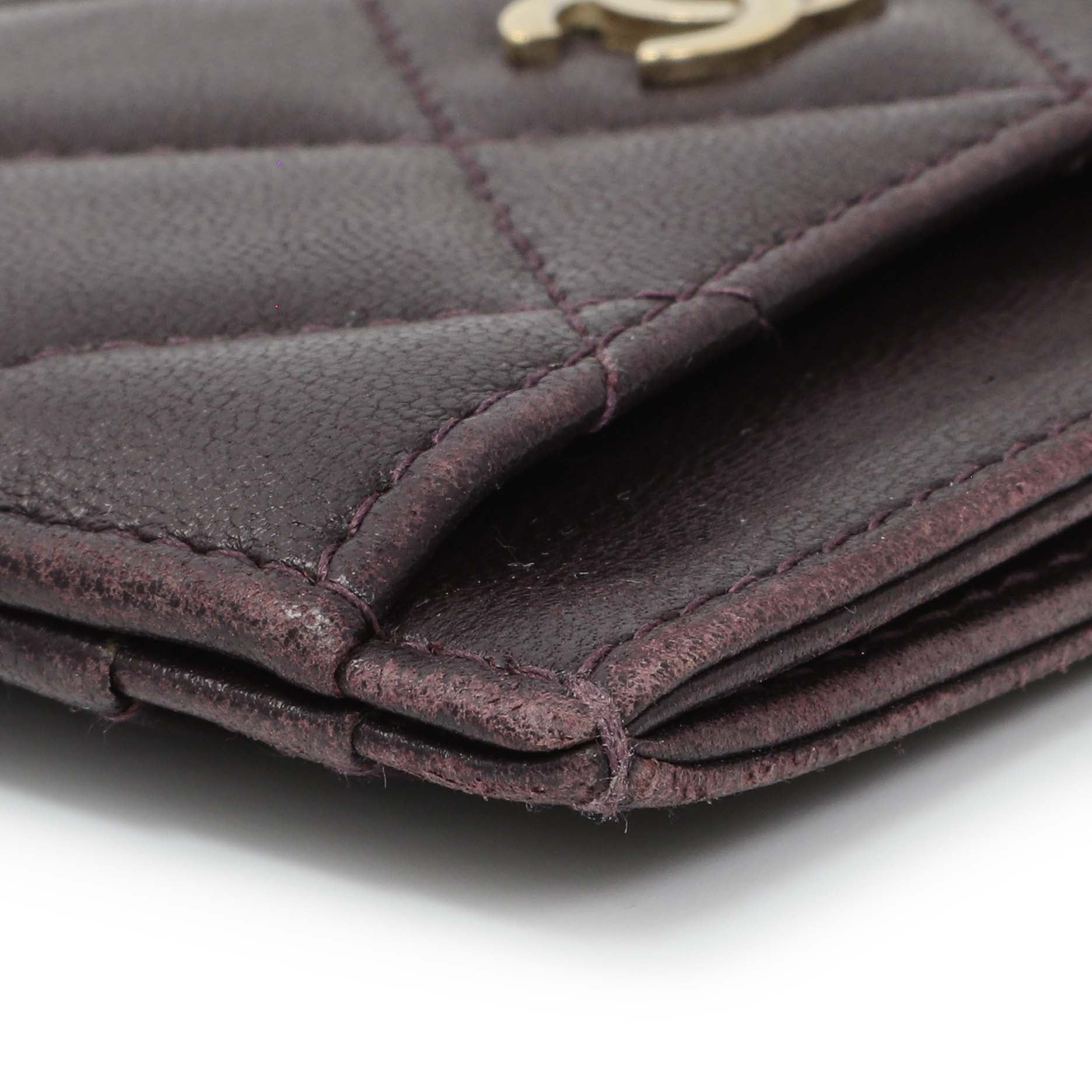 Exclusive Chanel Purple Lambskin Quilted Card Holder — Lifestyle View
