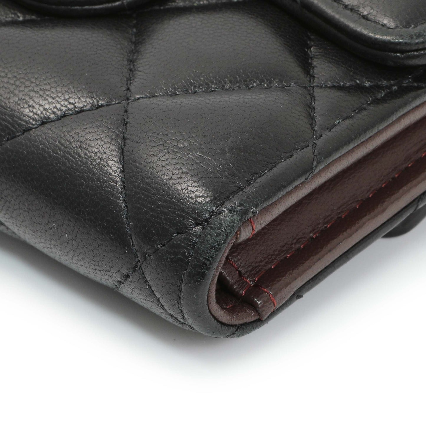 Exclusive Chanel Black Quilted Lambskin Small Flap Wallet — Detail View