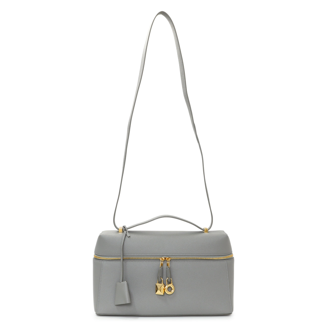 Exclusive Loro Piana Grey Textured Calfskin Extra Bag L27 — Front View