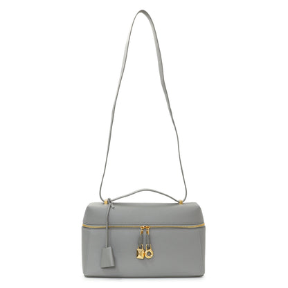 Exclusive Loro Piana Grey Textured Calfskin Extra Bag L27 — Front View