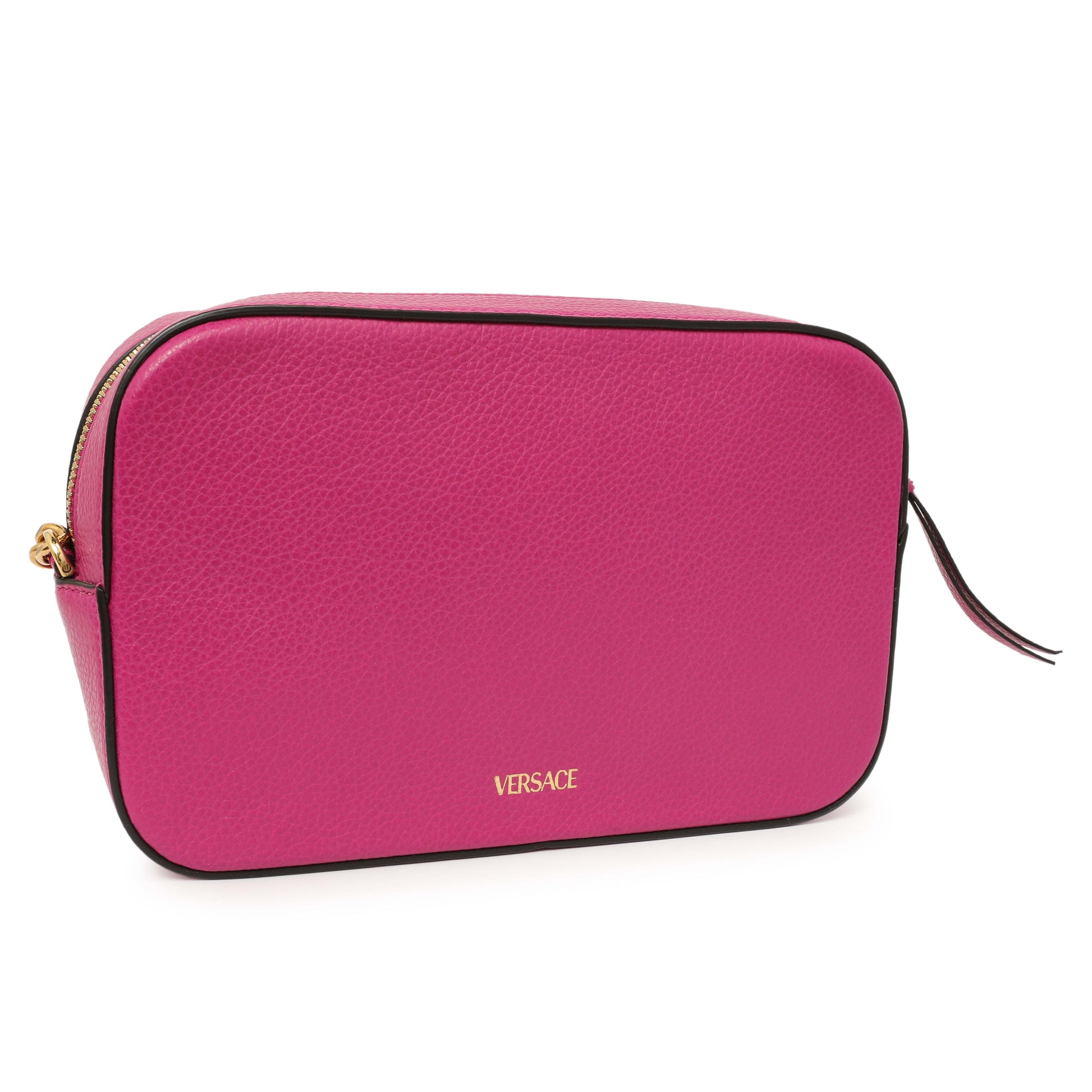 Exclusive Versace Fuchsia Calfskin Small Virtus Camera Bag — Side View