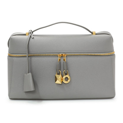 Exclusive Loro Piana Grey Textured Calfskin Extra Bag L27 — Side View