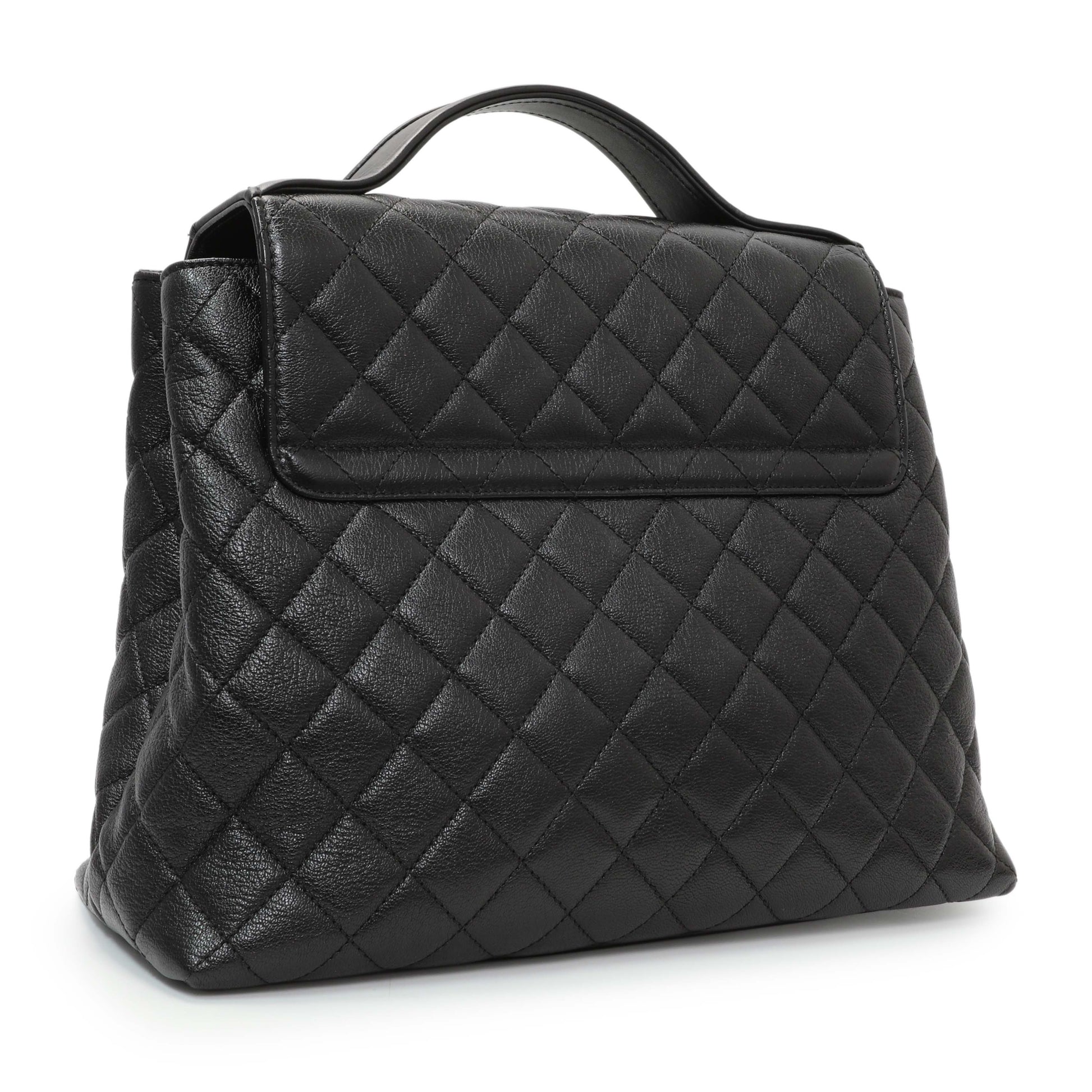 Exclusive Chanel Black Quilted Goatskin Small CC University Shopping Tote — Side View