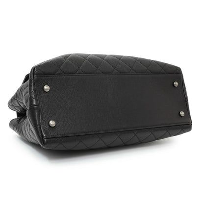 Exclusive Chanel Black Quilted Goatskin Small CC University Shopping Tote — Back View