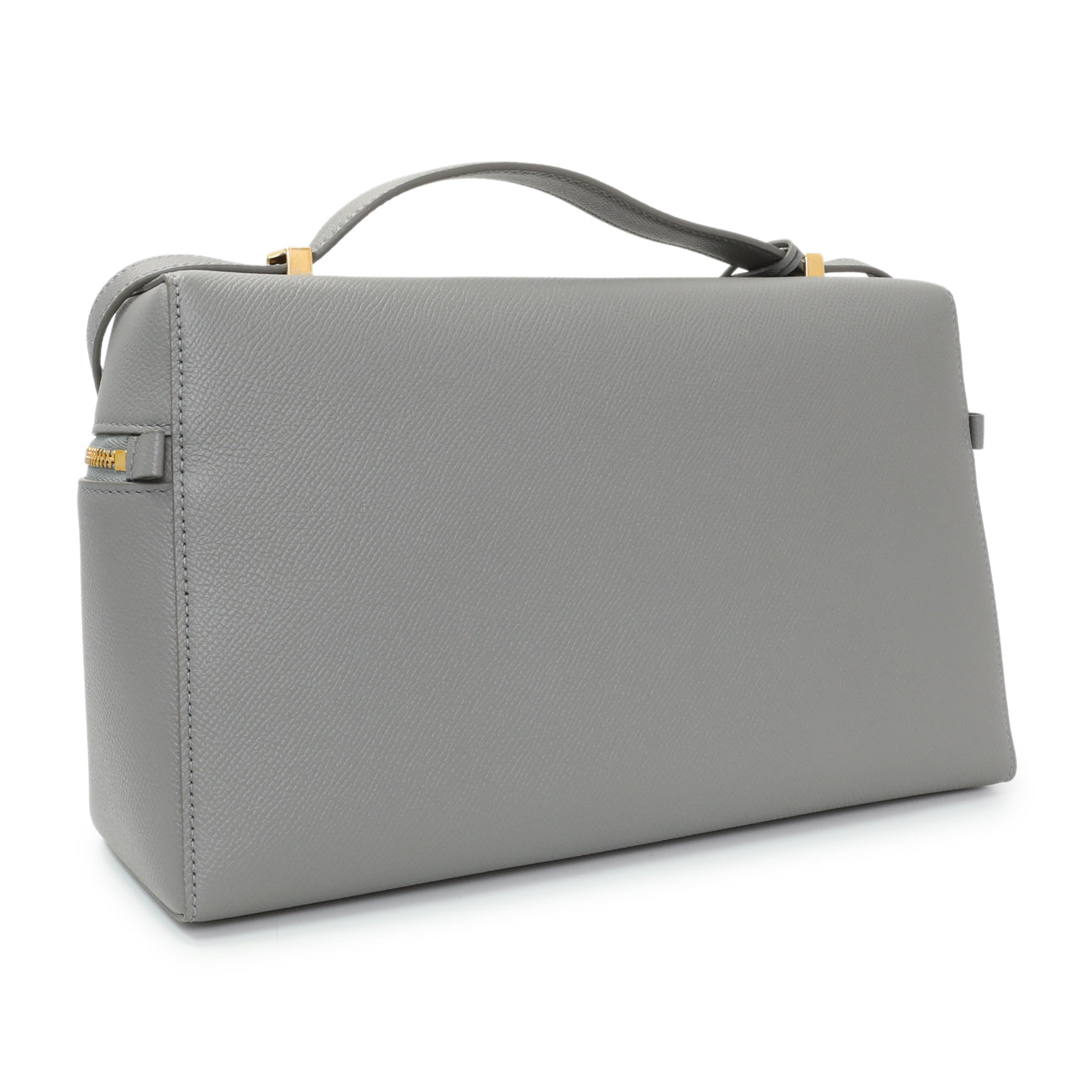Exclusive Loro Piana Grey Textured Calfskin Extra Bag L27 — Back View