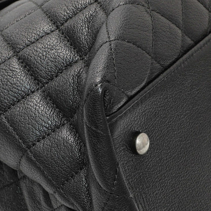 Exclusive Chanel Black Quilted Goatskin Small CC University Shopping Tote — Top View