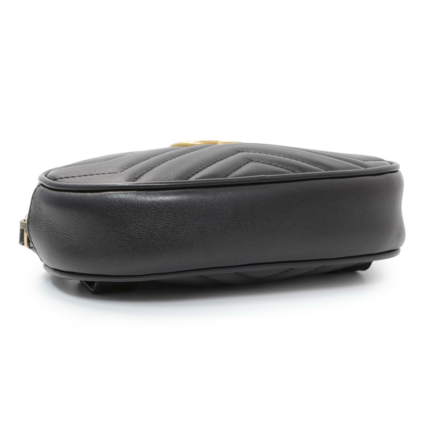 Exclusive Gucci Black Calfskin Matelasse GG Marmont Belt Bag — Back View