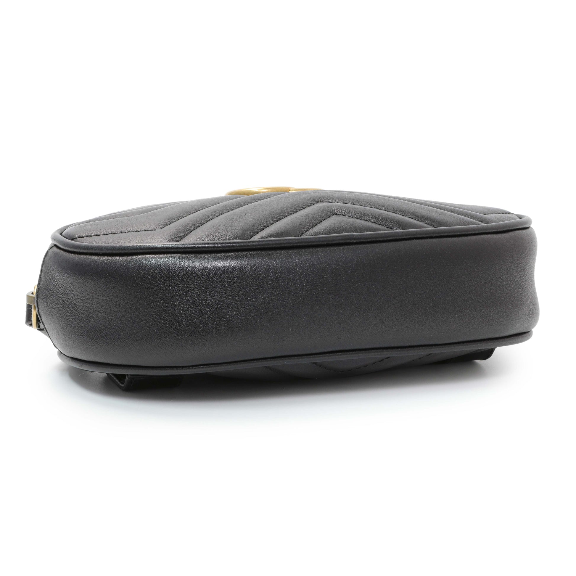 Exclusive Gucci Black Calfskin Matelasse GG Marmont Belt Bag — Back View