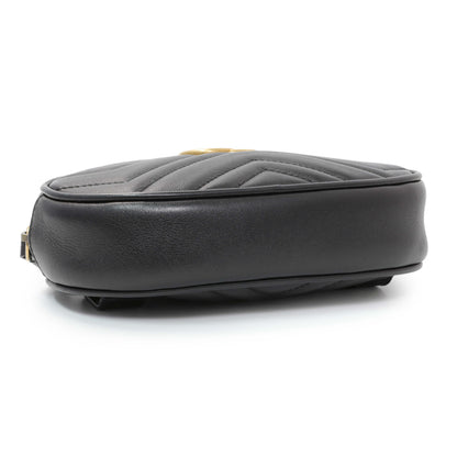 Exclusive Gucci Black Calfskin Matelasse GG Marmont Belt Bag — Back View