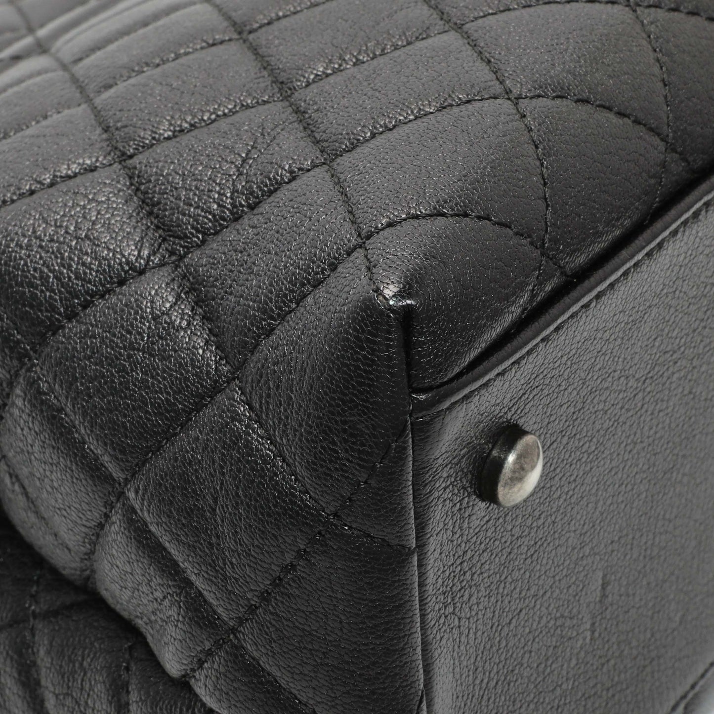 Exclusive Chanel Black Quilted Goatskin Small CC University Shopping Tote — Lifestyle View