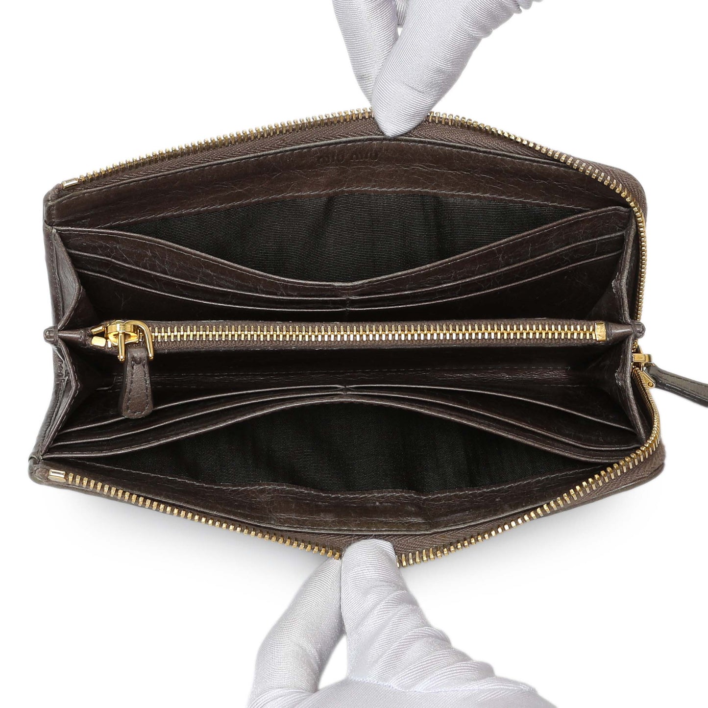 Exclusive Miu Miu Grey Nappa Matelasse Zip Wallet — Alternate View 8